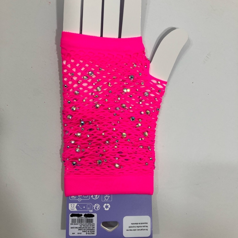 Neon Pink Fishnet Fingerless Gloves
